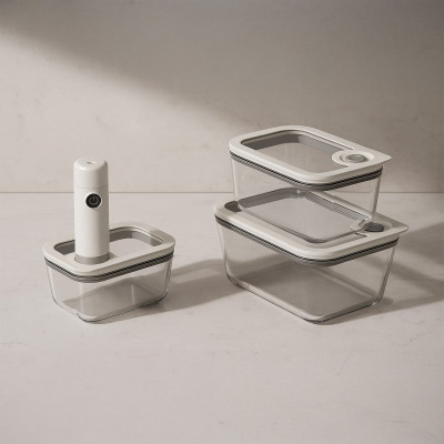 Arow Newness Vakumlu 4 Parça Cam Saklama Kabı Seti - 2