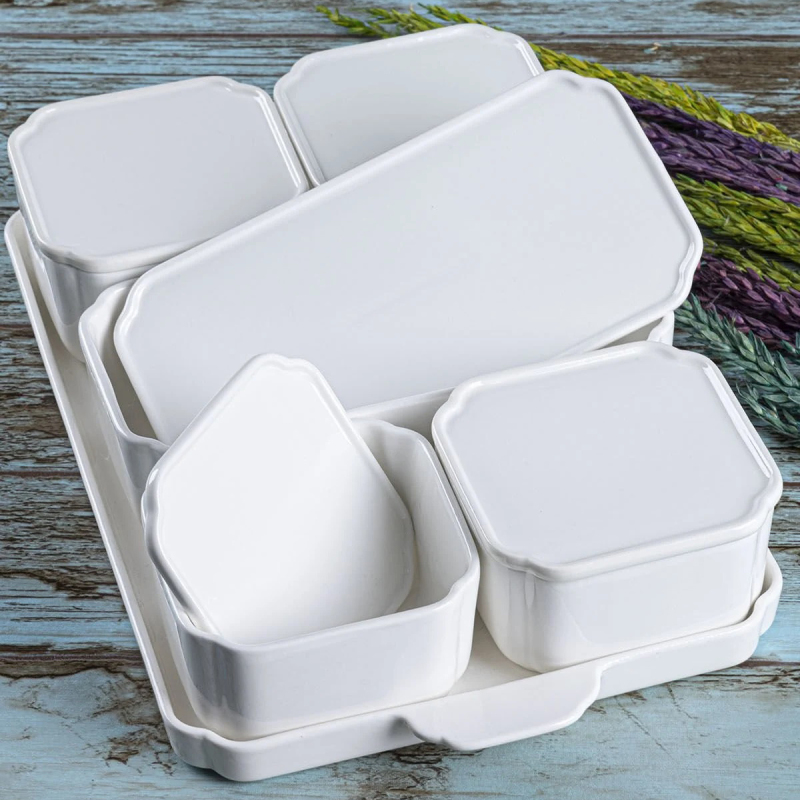 Arow Pure 6'lı Kapaklı Porselen Kahvaltılık - 2