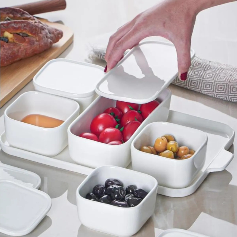 Arow Pure 6'lı Kapaklı Porselen Kahvaltılık - 5