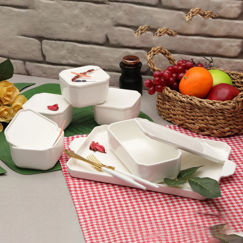 Arow Pure 6'lı Kapaklı Porselen Kahvaltılık - 6