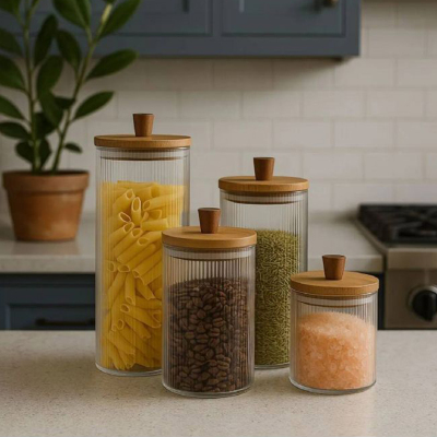 Arow Regina 4'lü Cam Kavanoz Seti - 1