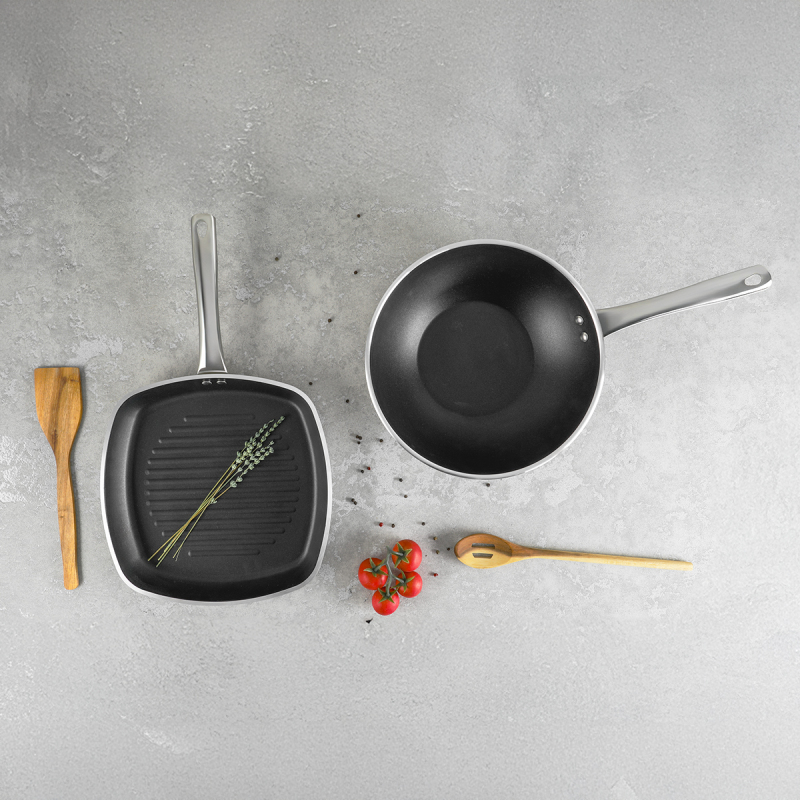Aryıldız Atlanta 2 Parça Wok + Grill Tava Seti Beige - 2