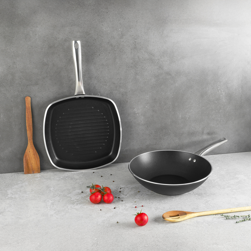Aryıldız Atlanta 2 Parça Wok + Grill Tava Seti Black - 1
