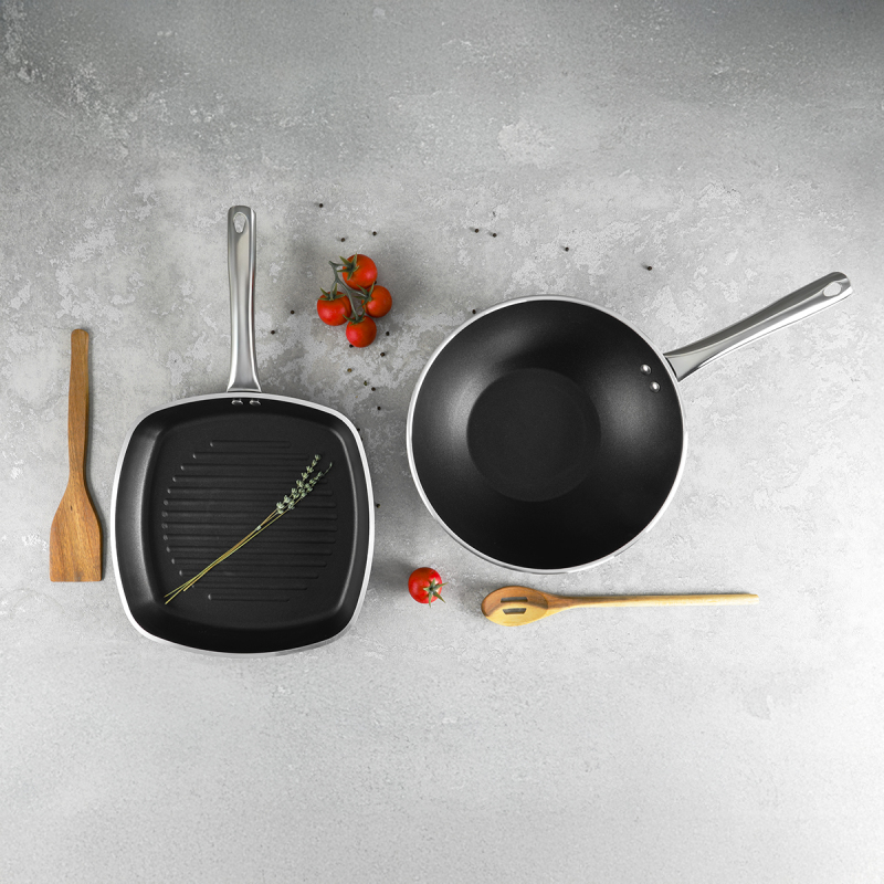 Aryıldız Atlanta 2 Parça Wok + Grill Tava Seti Black - 2