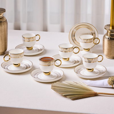 Aryıldız Aurelia Gold 12 Parça 6 Kişilik Kahve Fincan Takımı 90 ml - ARYILDIZ