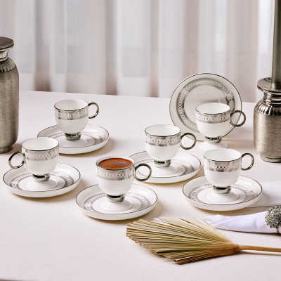 Aryıldız Aurelia Silver 12 Parça 6 Kişilik Kahve Fincan Takımı 90 ml - 1