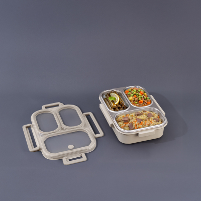 Aryıldız Bento Lunch Box 3 Bölmeli Beige - ARYILDIZ