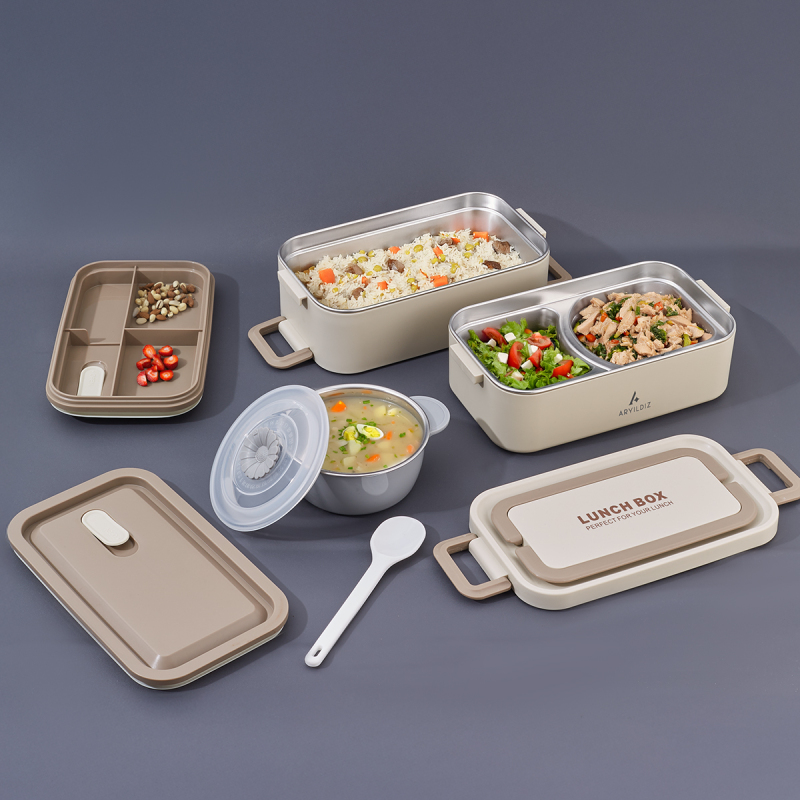 Aryıldız Bento Lunch Box Beige 2000 ml + Sosluk - 1
