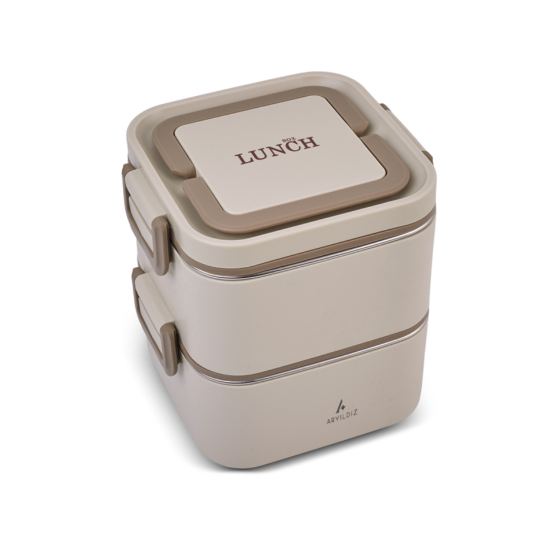 Aryıldız Bento Lunch Box Kare Beige 1400 ml | Gallery Crystal