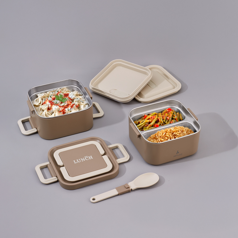 Aryıldız Bento Lunch Box Kare Haki 1400 ml - 1