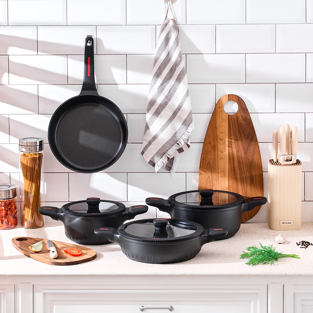 Aryıldız Lincoln 7 Parça Tencere Seti Cappuccino | Gallery Crystal