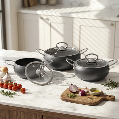 Aryıldız Brooks 6 Parça Mini Granit Tencere Seti Gri - 1