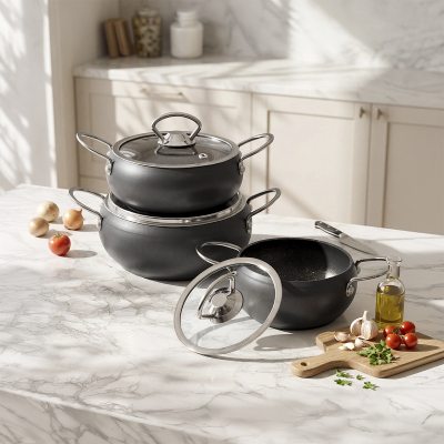 Aryıldız Brooks 6 Parça Mini Granit Tencere Seti Gri - 2