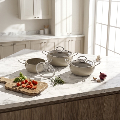 Aryıldız Brooks 6 Parça Mini Granit Tencere Seti Krem - 1