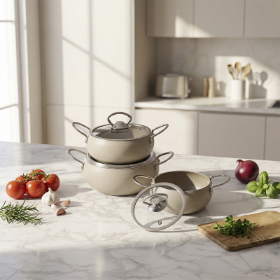 Aryıldız Brooks 6 Parça Mini Granit Tencere Seti Krem - 2