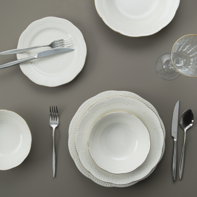 Aryıldız Büşra Krem Altın 24 Parça 6 Kişilik Yemek Takımı - 2