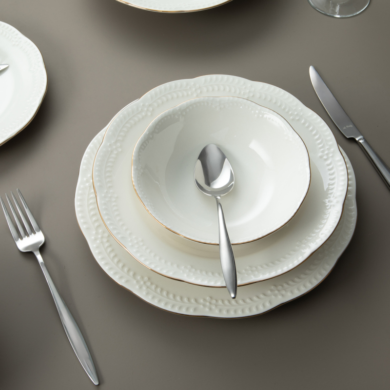 Aryıldız Büşra Krem Altın 24 Parça 6 Kişilik Yemek Takımı - 3