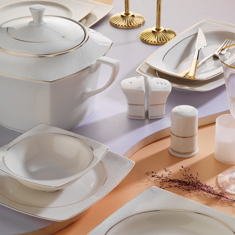 Aryıldız Caroline Kare 62 Parça 12 Kişilik Yemek Takımı - 1