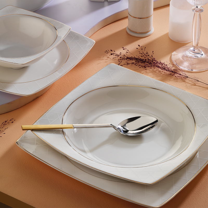 Aryıldız Caroline Kare 62 Parça 12 Kişilik Yemek Takımı - 2