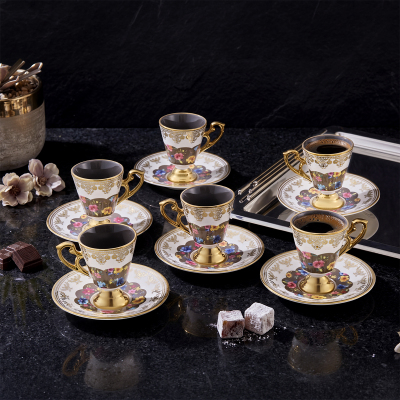 Aryıldız Constella 6 Kişilik 12 Parça Kahve Fincan Takımı Gold 90 ml - ARYILDIZ