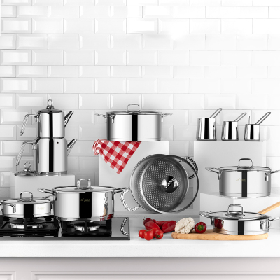 Aryıldız Crystal İdeal 20 Parça Çelik Tencere Seti - ARYILDIZ