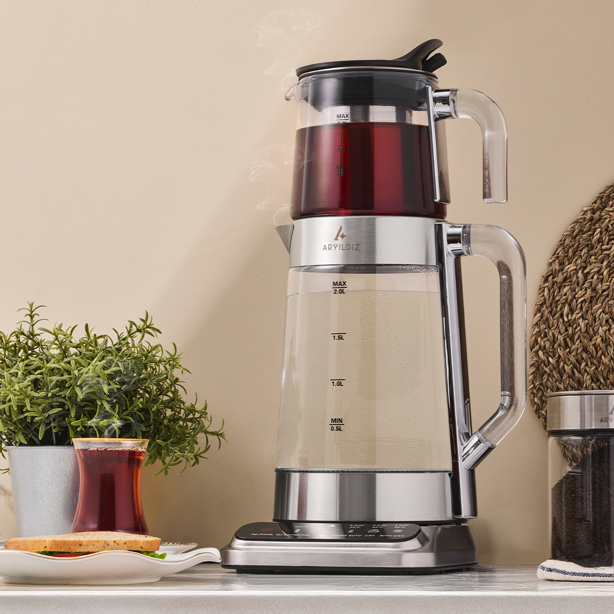 Aryıldız Vision Prime Çay Makinesi Antrasit | Gallery Crystal