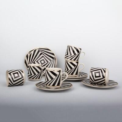 Aryıldız Diagonale 6 Kişilik Türk Kahve Fincan Takımı 100 Ml - ARYILDIZ