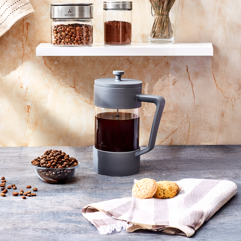 Aryıldız Doppio Grey French Press 1000 ml | Gallery Crystal