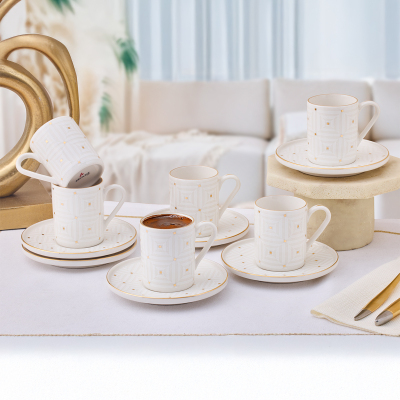 Aryıldız Dore 12 Parça 6 Kişilik Kahve Fincan Takımı 90 ml - 1