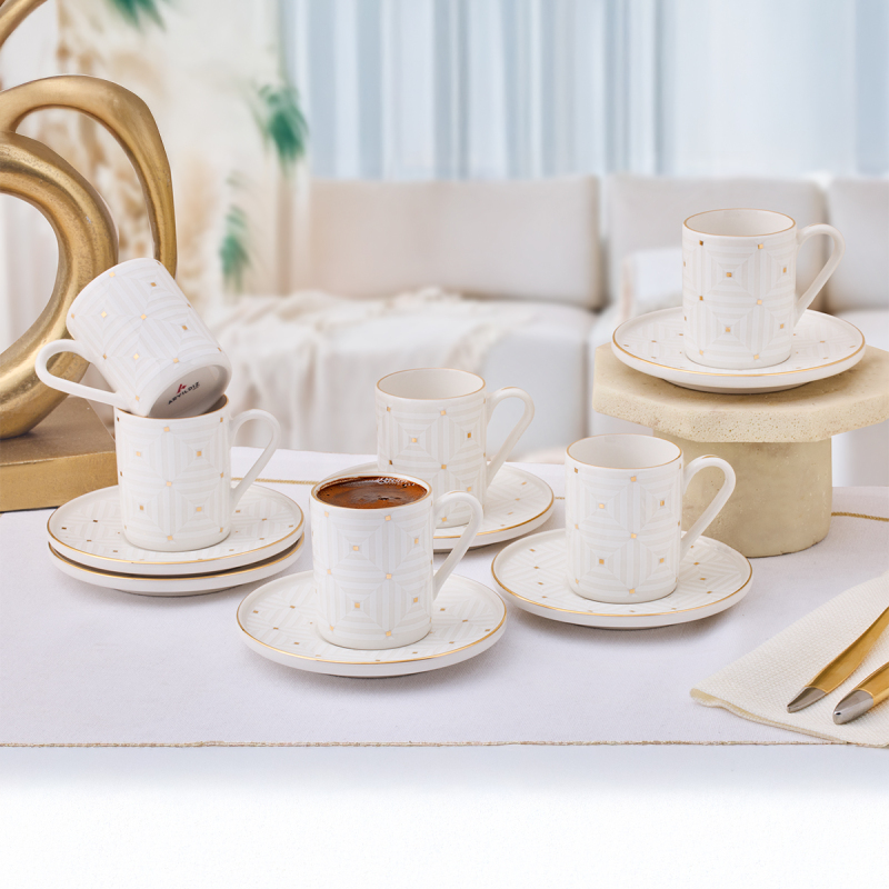 Aryıldız Dore 12 Parça 6 Kişilik Kahve Fincan Takımı 90 ml - 1