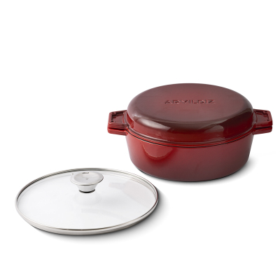 Aryıldız Duo Cast İron Kısa Tencere Kırmızı 26 cm - 5