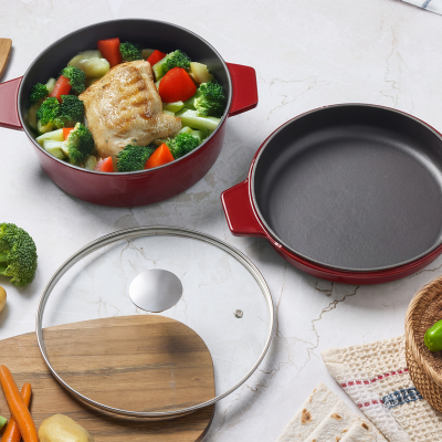 Aryıldız Duo Cast İron Kısa Tencere Kırmızı 26 cm - 2