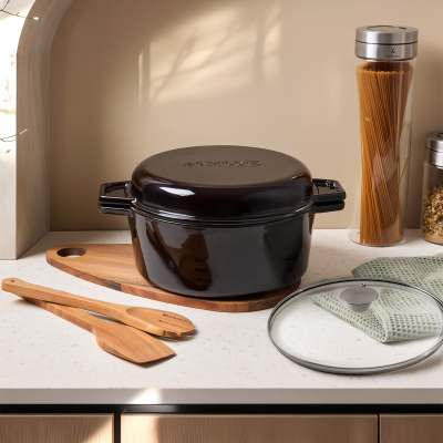 Aryıldız Duo Cast İron Tencere/Çift Kulplu Tava Kahverengi 20 cm - ARYILDIZ