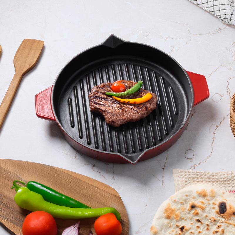 Aryıldız Duo Cast Bombe Grill Tava Kırmızı 30 cm - 1