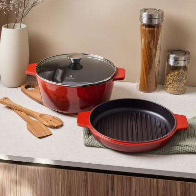 Aryıldız Duo Cast İron Tencere Kırmızı 20 cm - 2