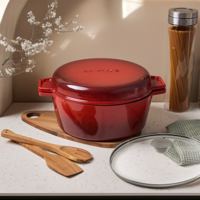 Aryıldız Duo Cast İron Tencere Kırmızı 20 cm - 3