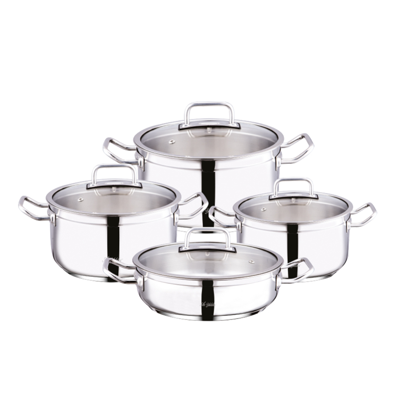 Aryıldız Elegant Cam Kapak 8 Parça Çelik Tencere Seti - 1