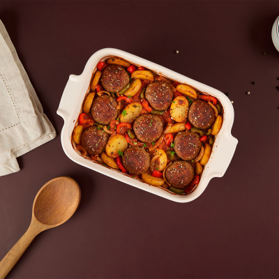 Aryıldız Elissa Dikdörtgen Fırın Kabı Mat Beyaz 25 cm - ARYILDIZ