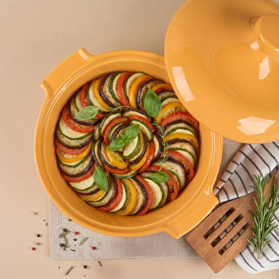 Aryıldız Elissa Kapaklı Karnıyarık Fırın Kabı Sarı 25 cm - 5