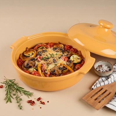 Aryıldız Elissa Kapaklı Karnıyarık Fırın Kabı Sarı 27 cm - 2