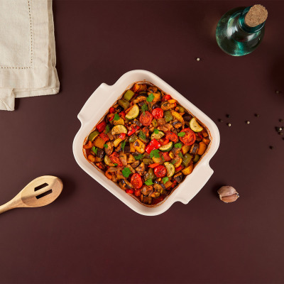 Aryıldız Elissa Kare Fırın Kabı Mat Beyaz 21 cm - ARYILDIZ