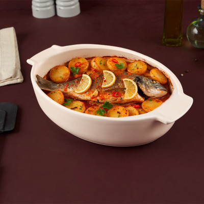 Aryıldız Elissa Oval Fırın Kabı Mat Beyaz 31 cm - ARYILDIZ