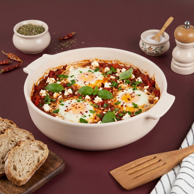 Aryıldız Elissa Yuvarlak Fırın Kabı Mat Beyaz 27 cm - 5