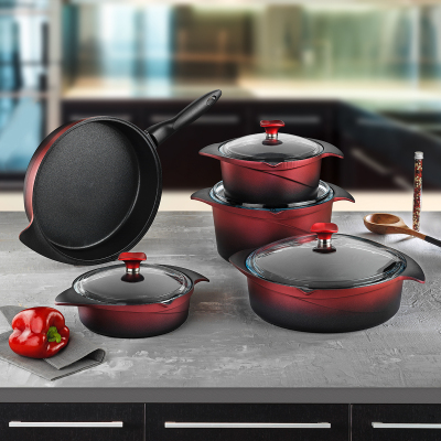 Aryıldız Flipper 9 Parça Tencere Seti Kırmızı - ARYILDIZ