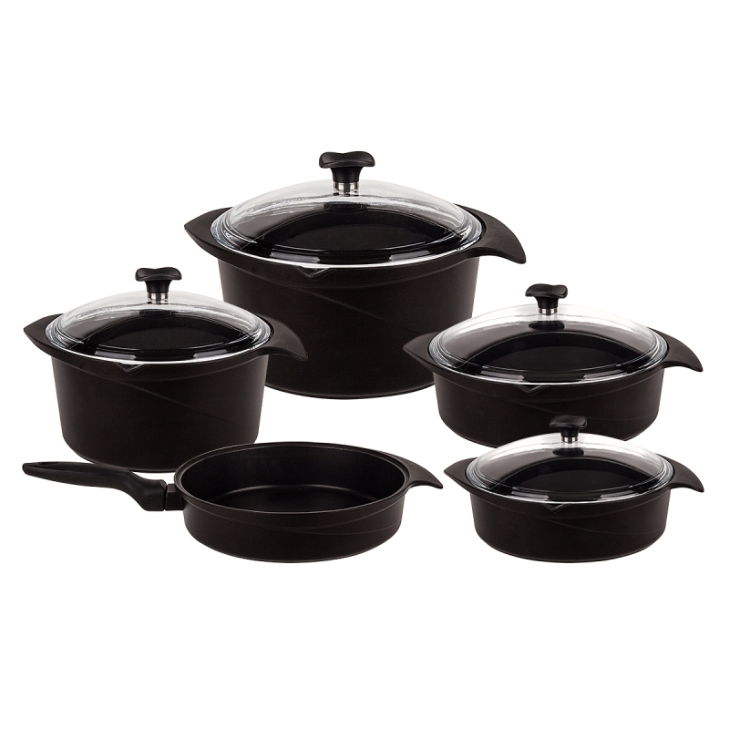 Aryıldız Flipper 9 Parça Siyah Cam Tencere Set - 2