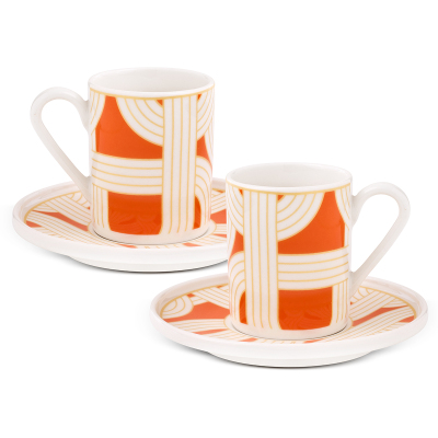 Aryıldız Havana Turuncu 2 Kişilik 4 Parça Kahve Fincan Takımı 90 ml - 2