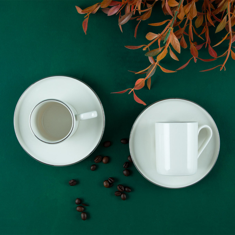 Aryıldız Hazel Platin 4 Parça 2 Kişilik Türk Kahve Fincan Takımı 90 ml - 4