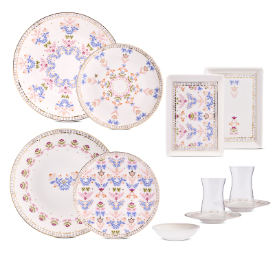Aryıldız Ivy Blue Pink 32 Parça 6 Kişilik Kahvaltı Takımı - 5