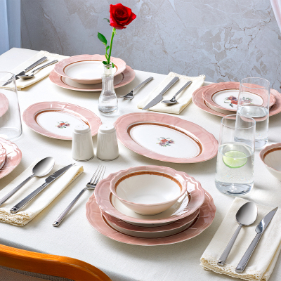 Aryıldız Jardin Pembe 30 Parça 6 Kişilik Yemek Takımı - ARYILDIZ