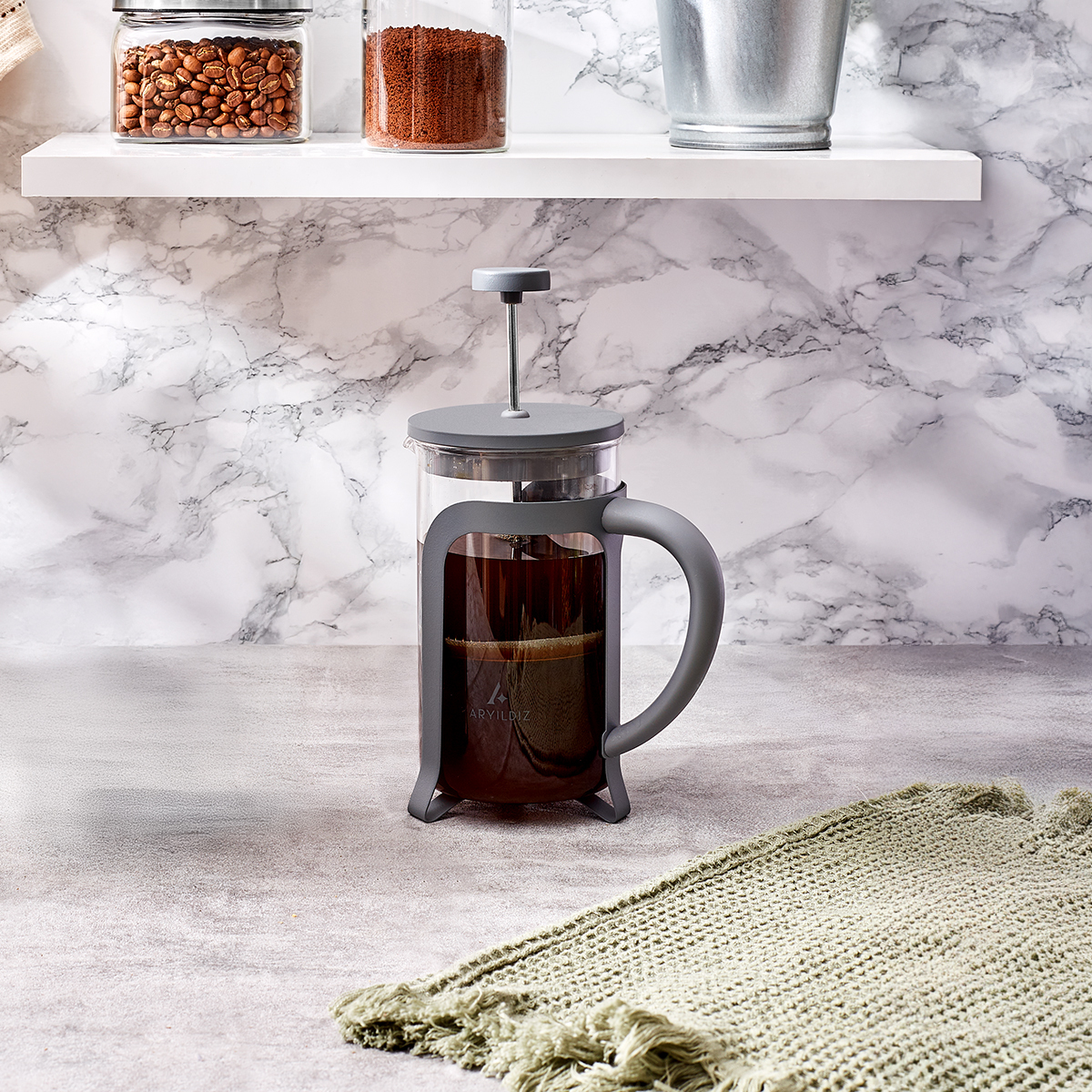 Aryıldız Java Grey French Press 800 ml | Gallery Crystal